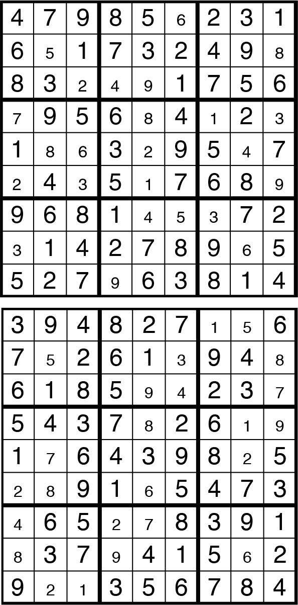 Solutions des sudokus du précédent numéro