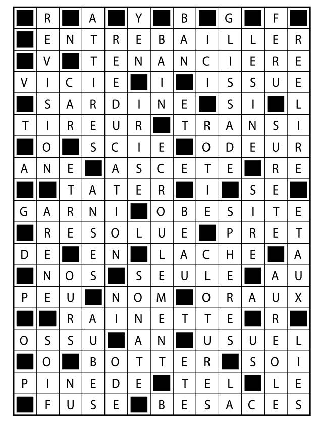 Solutions des mots fléchés du précédent numéro