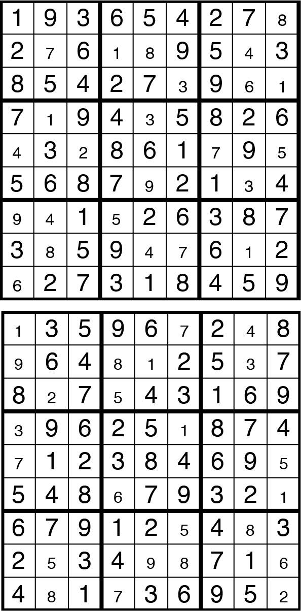 Solutions des sudokus du précédent numéro