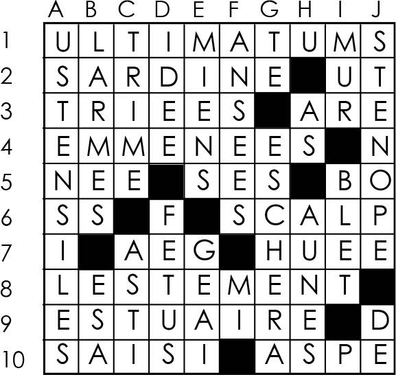Solutions des mots croisés du précédent numéro
