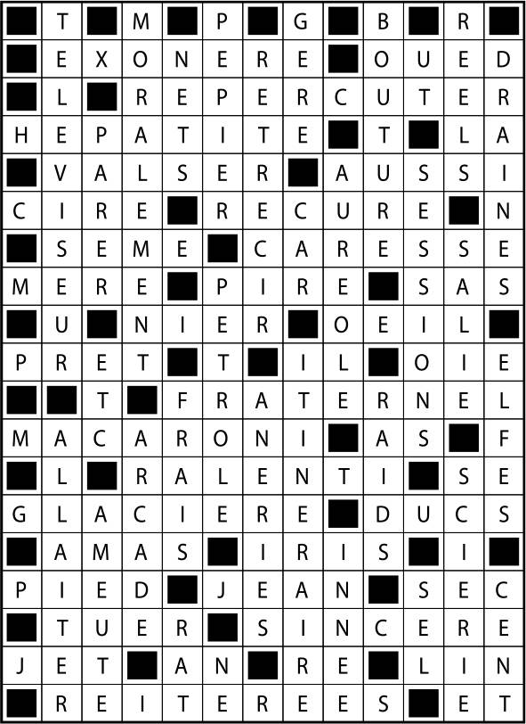 Solutions des mots fléchés du précédent numéro