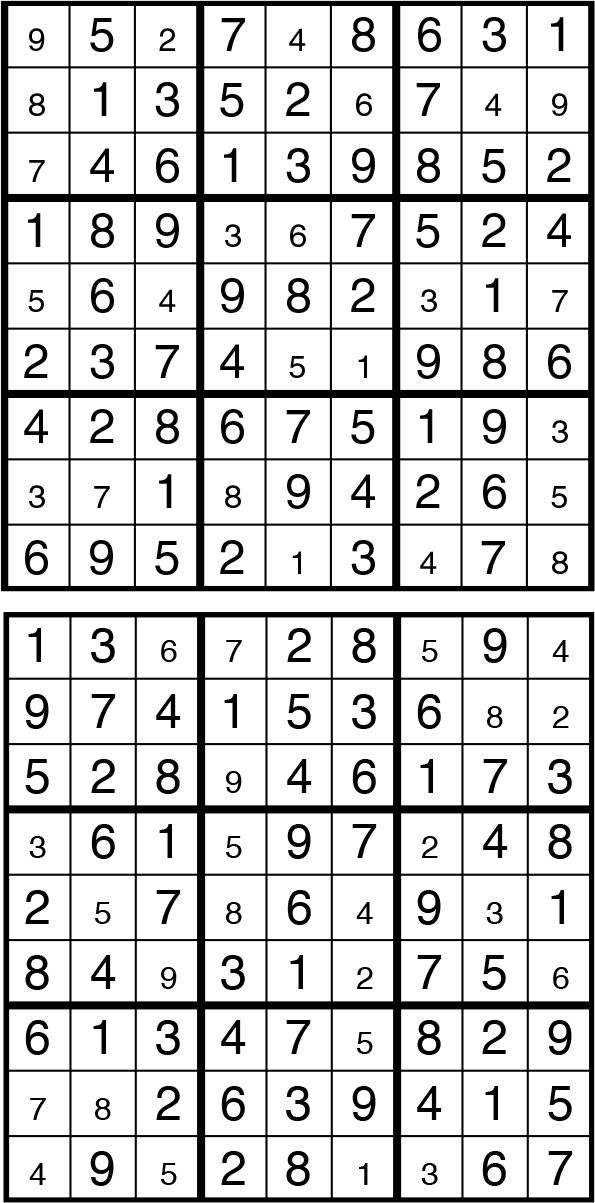 Solutions des sudokus du précédent numéro