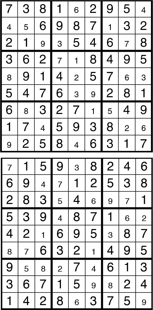 Solutions des sudokus du précédent numéro