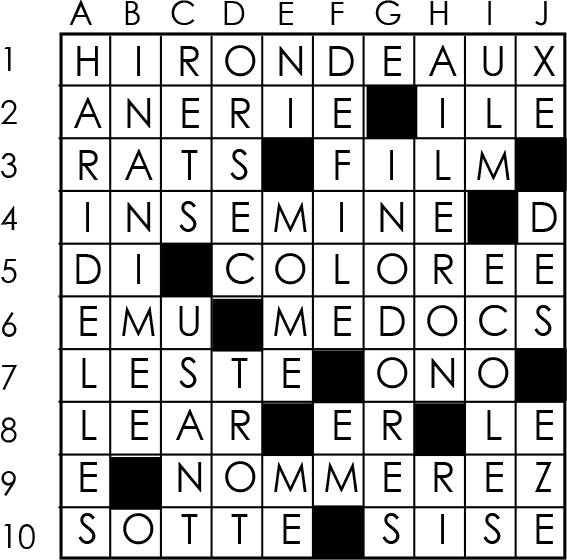 Solutions des mots croisés du précédent numéro