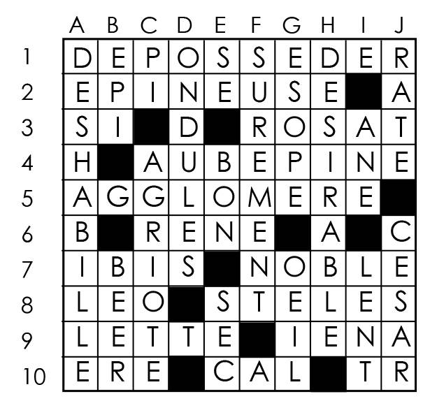 Solutions des mots croisés du précédent numéro