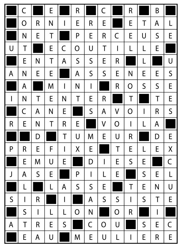 Solutions des mots fléchés du précédent numéro