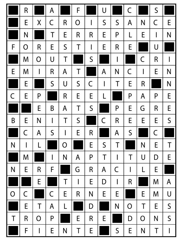 Solutions des mots fléchés du précédent numéro