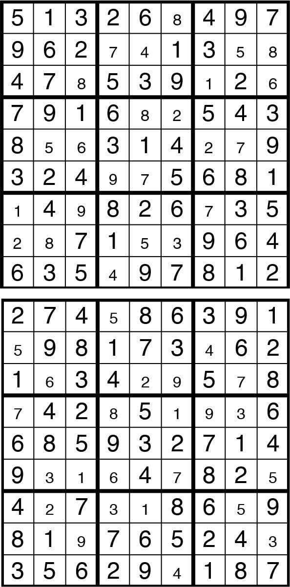 Solutions des sudokus du précédent numéro