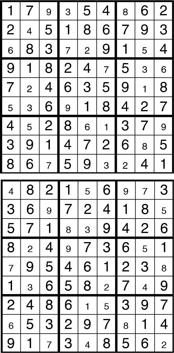 Solutions des sudokus du précédent numéro
