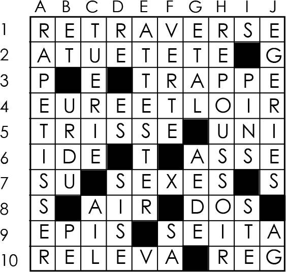 Solutions des mots croisés du précédent numéro