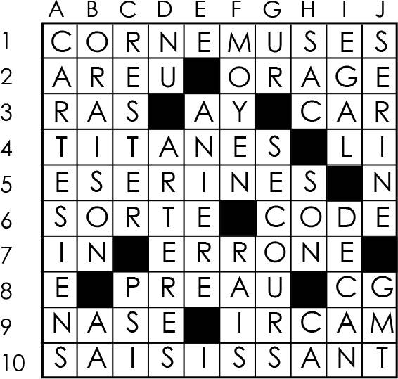 Solutions des mots croisés du précédent numéro