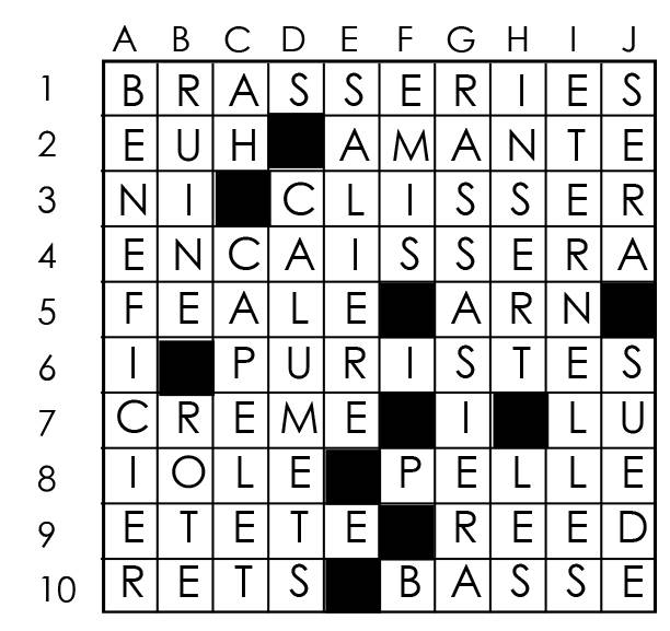 Solutions des mots croisés du précédent numéro