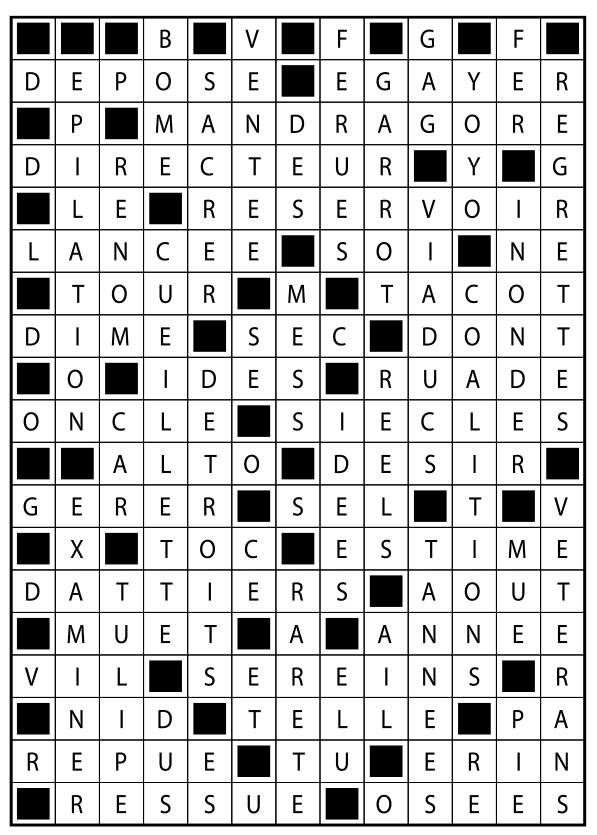 Solutions des mots fléchés du précédent numéro