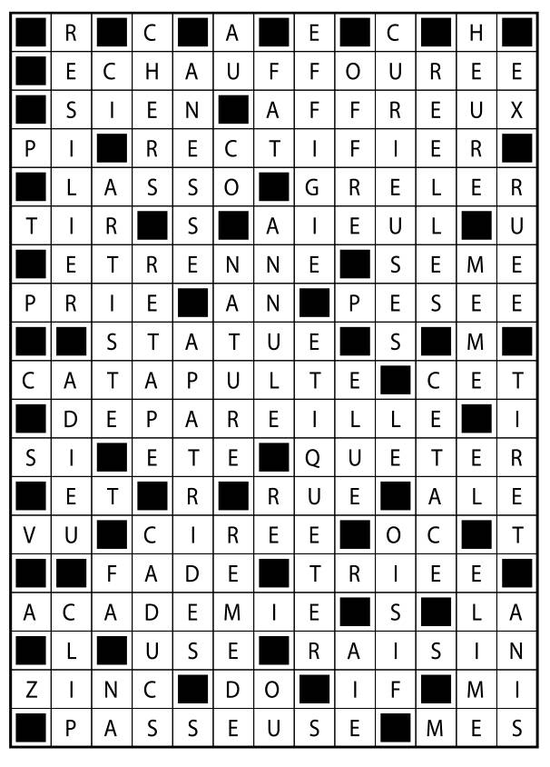 Solutions des mots fléchés du précédent numéro