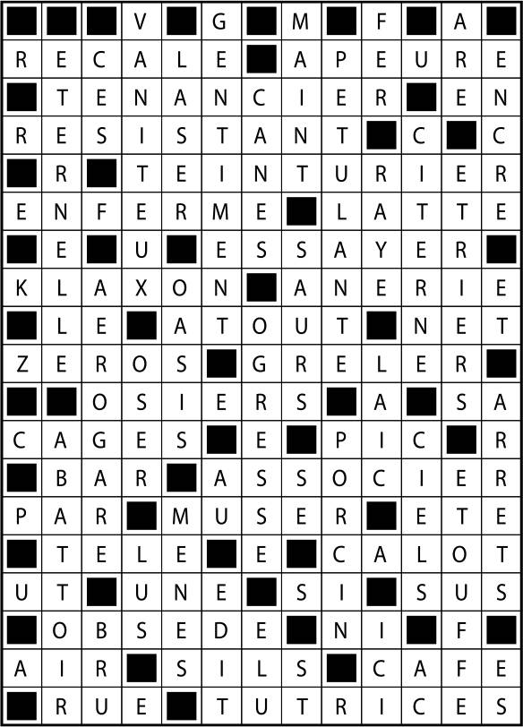Solutions des mots fléchés du précédent numéro