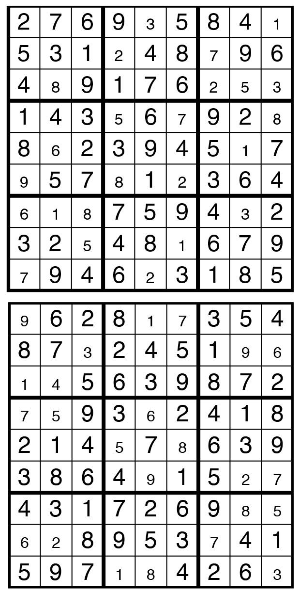 Solutions des sudokus du précédent numéro