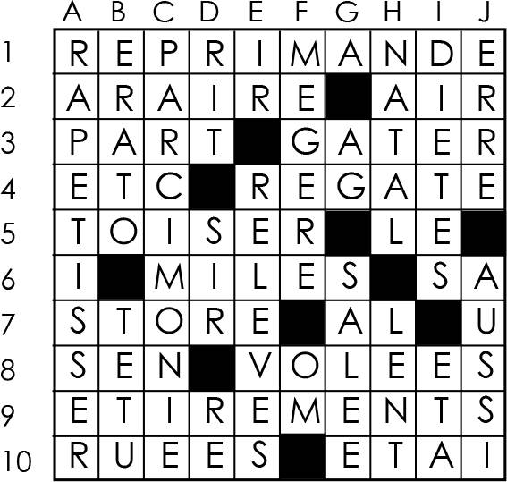 Solutions des mots croisés du précédent numéro