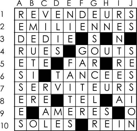 Solutions des mots croisés du précédent numéro