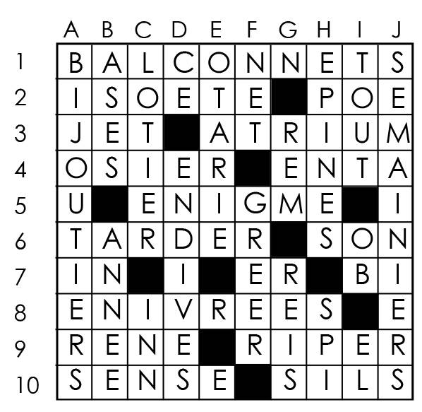 Solutions des mots croisés du précédent numéro