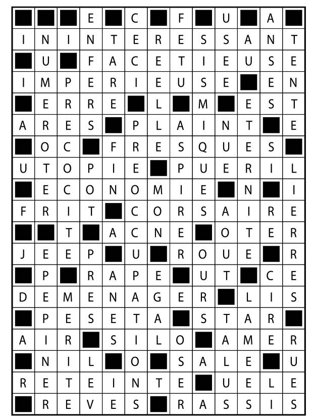 Solutions des mots fléchés du précédent numéro