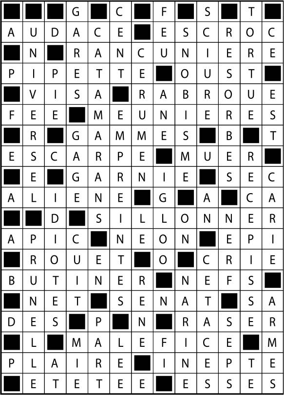 Solutions des mots fléchés du précédent numéro