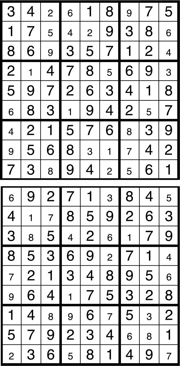 Solutions des sudokus du précédent numéro