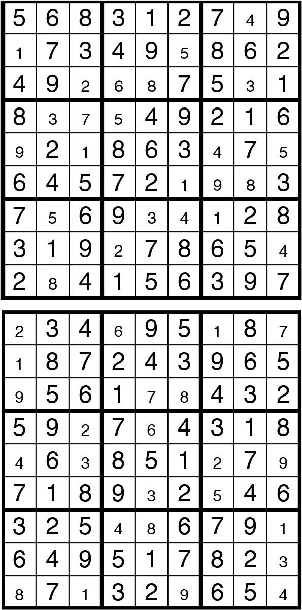 Solutions des sudokus du précédent numéro