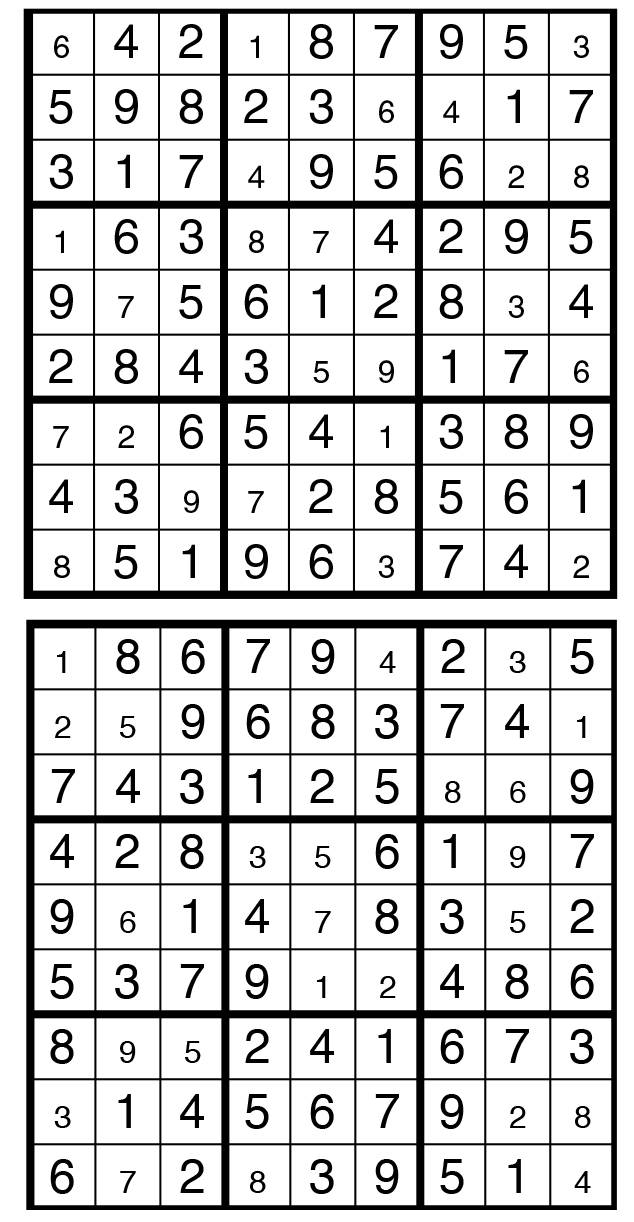 Solutions des sudokus du précédent numéro