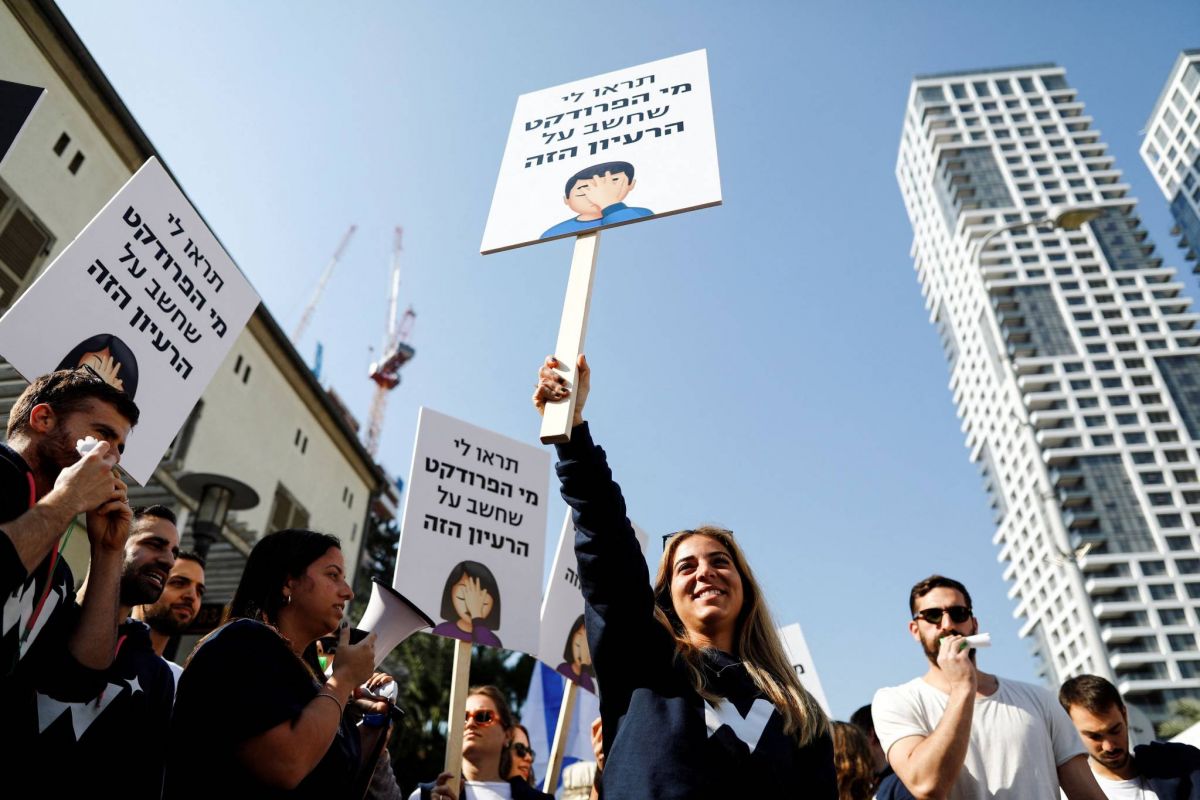 Manifestation d'employés de la high-tech contre le gouvernement