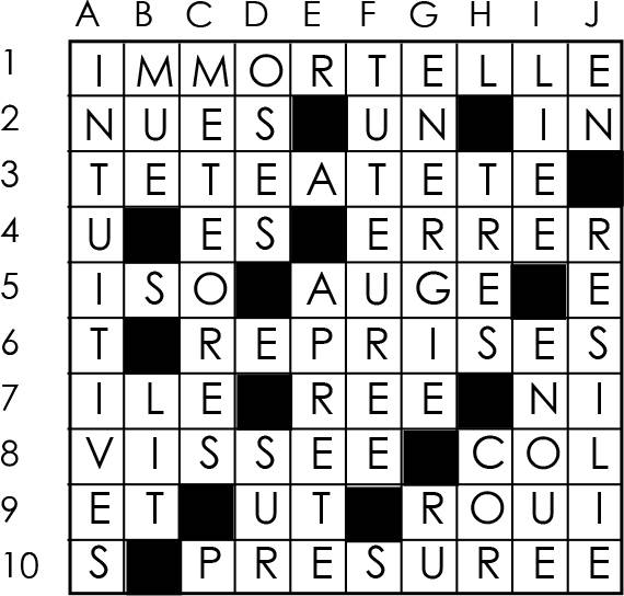 Solutions des mots croisés du précédent numéro