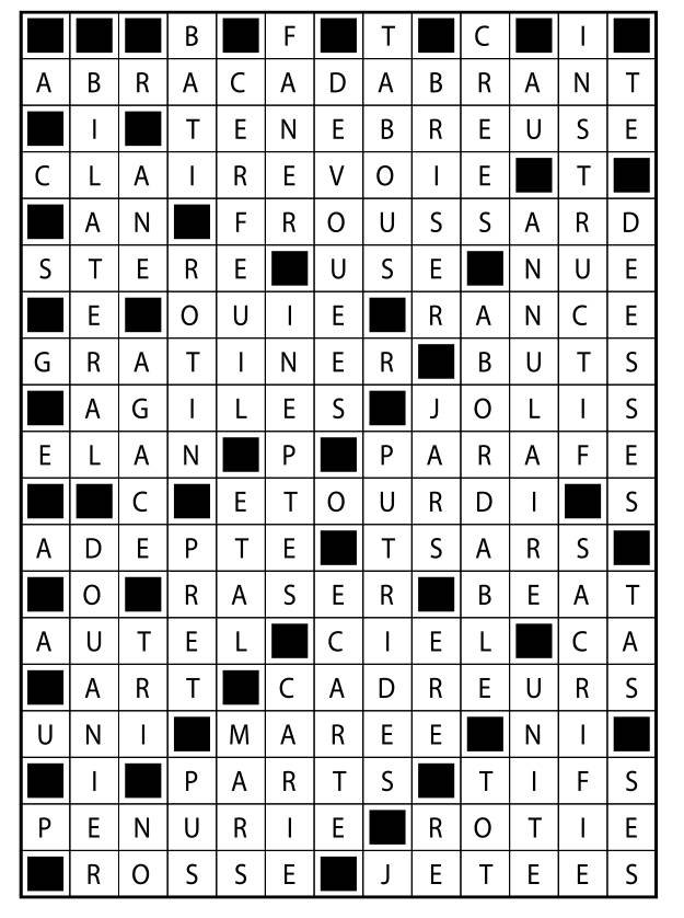 Solutions des mots fléchés du précédent numéro