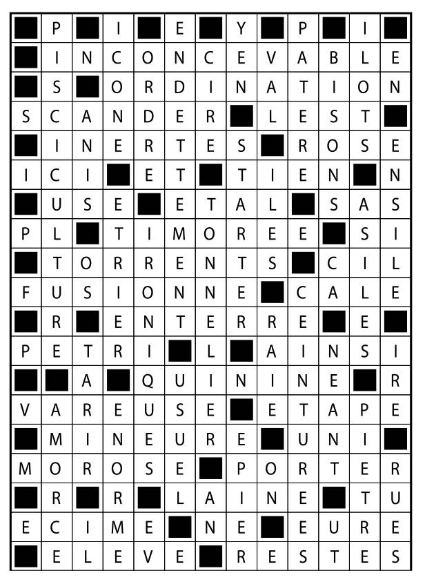 Solutions des mots fléchés du précédent numéro