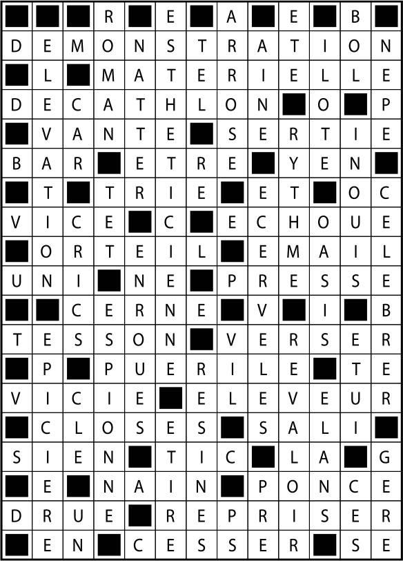 Solutions des mots fléchés du précédent numéro