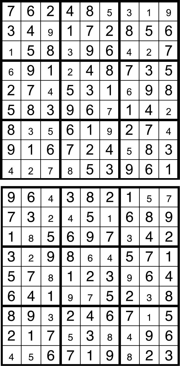 Solutions des sudokus du précédent numéro