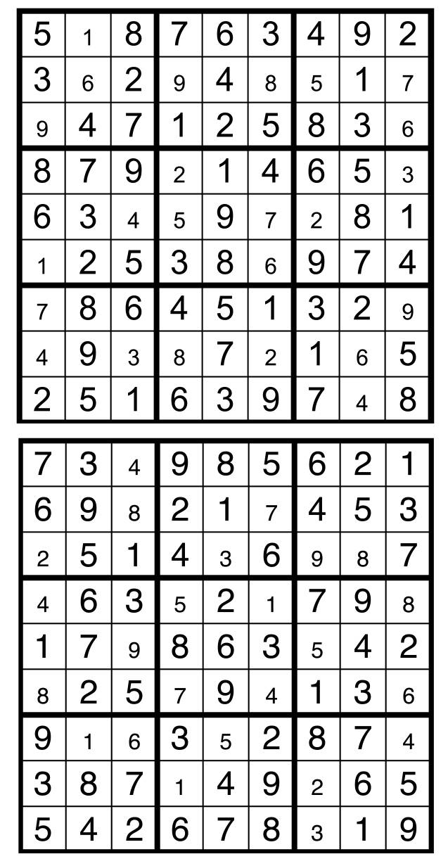 Solutions des sudokus du précédent numéro