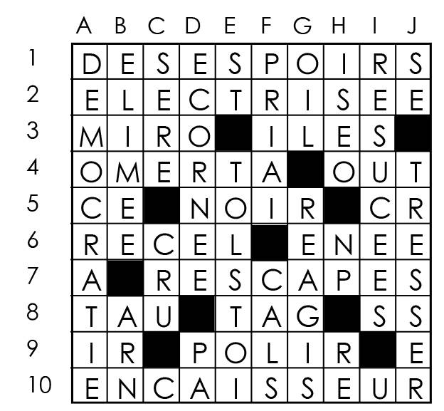 Solutions des mots croisés du précédent numéro