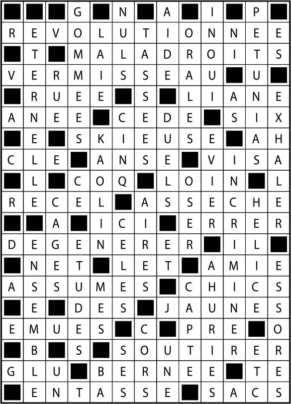 Solutions des mots fléchés du précédent numéro