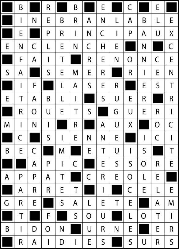 Solutions des mots fléchés du précédent numéro
