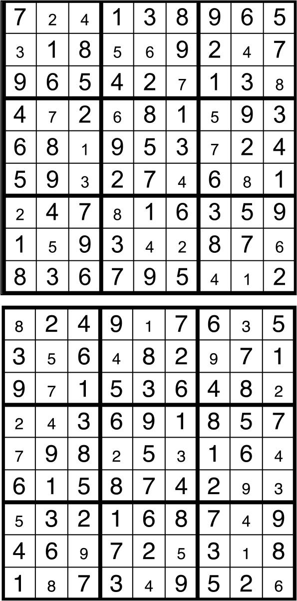Solutions des sudokus du précédent numéro