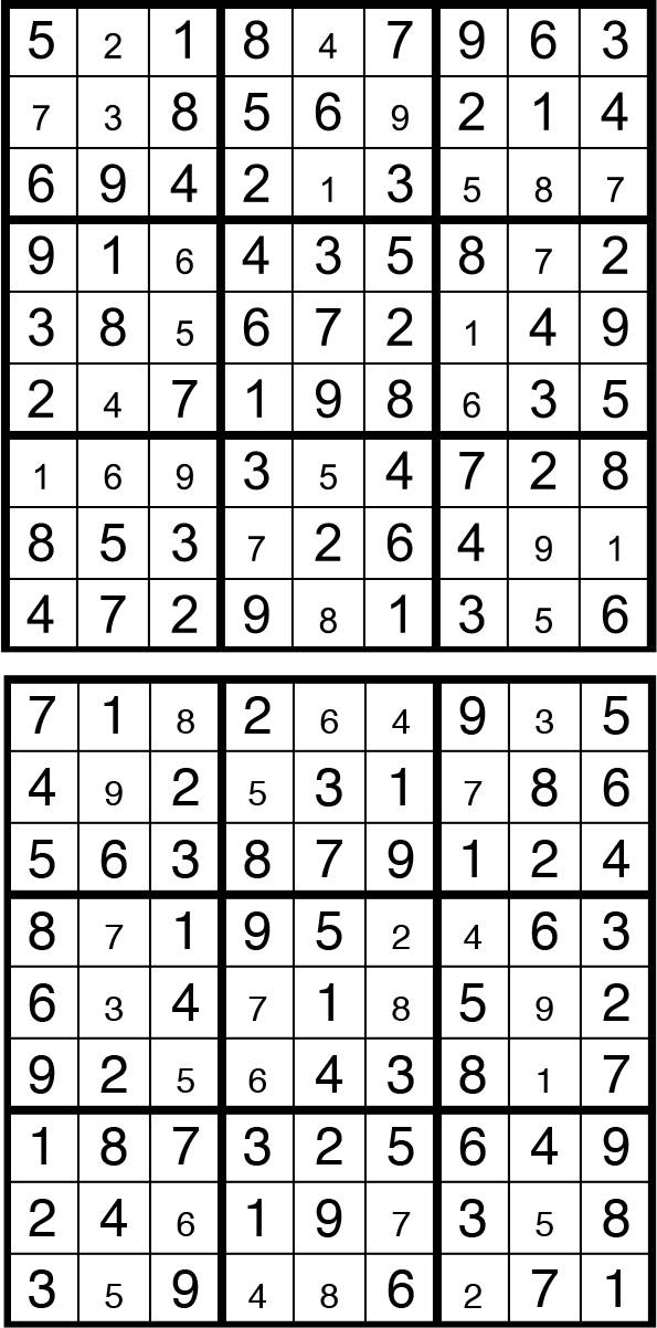 Solutions des sudokus du précédent numéro