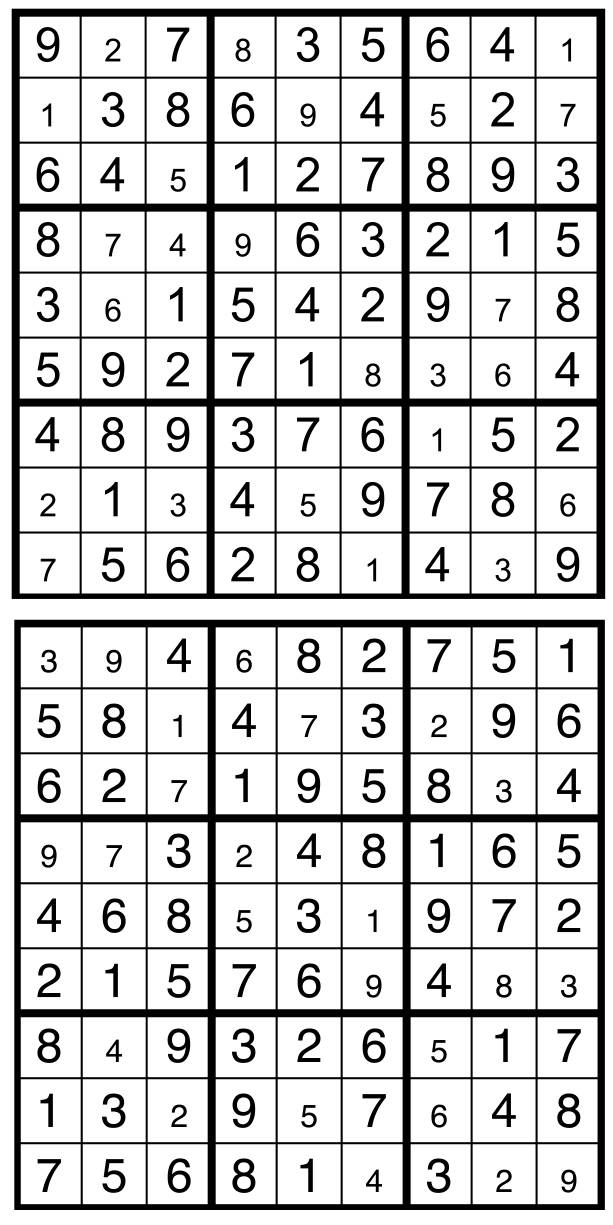 Solutions des sudokus du précédent numéro