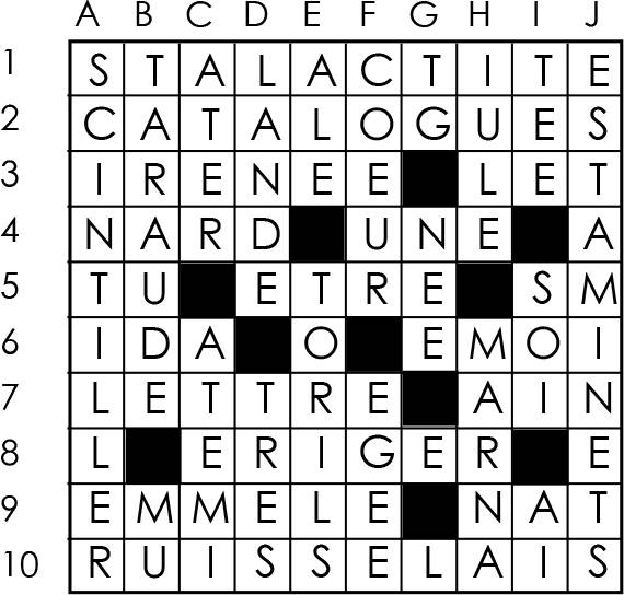 Solutions des mots croisés du précédent numéro