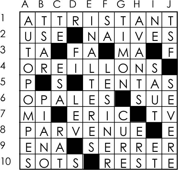 Solutions des mots croisés du précédent numéro