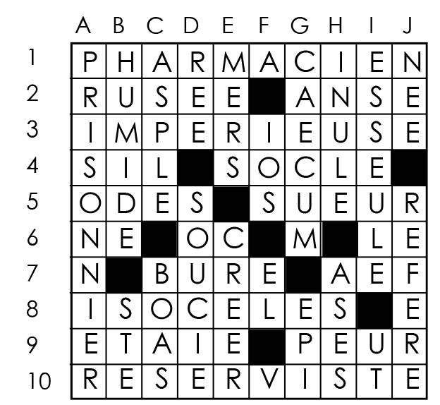 Solutions des mots croisés du précédent numéro