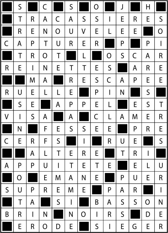 Solutions des mots fléchés du précédent numéro