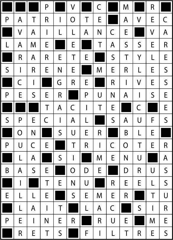 Solutions des mots fléchés du précédent numéro