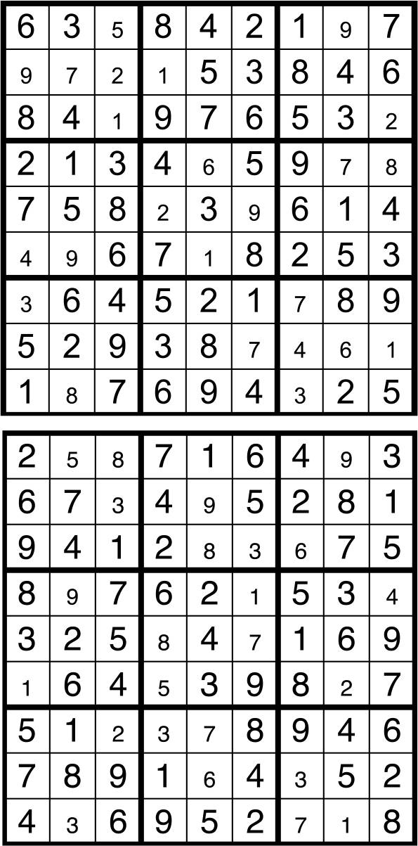 Solutions des sudokus du précédent numéro