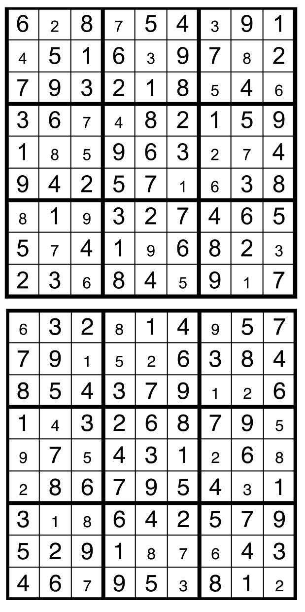 Solutions des sudokus du précédent numéro
