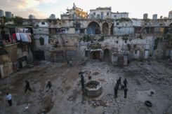 A courtyard in Tripoli's Mina district, Feb. 9, 2023, which was heavily affected by the recent earthquake. (Credit: João Sousa/L'Orient Today)