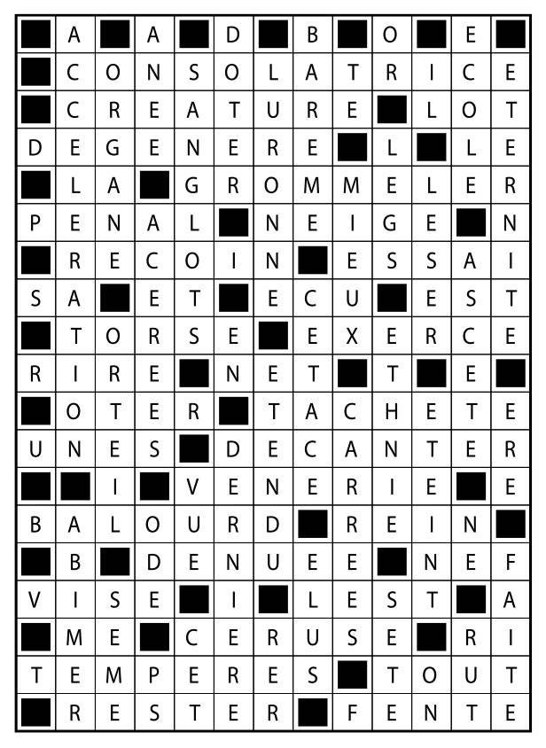 Solutions des mots fléchés du précédent numéro